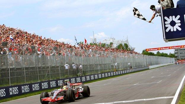 Lewis Hamilton takes his first F1 win in Canada in 2007