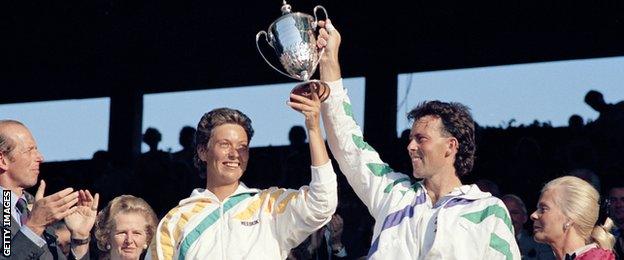 Jo Durie (left) and Jeremy Bates won the tournament in 1987