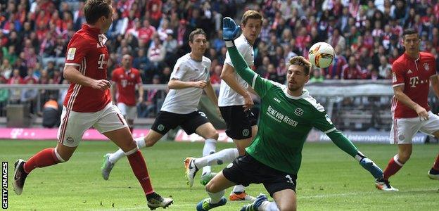 Mario Gotze scoring Bayern's second goal