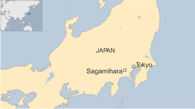 A map showing Sagamihara, Japan