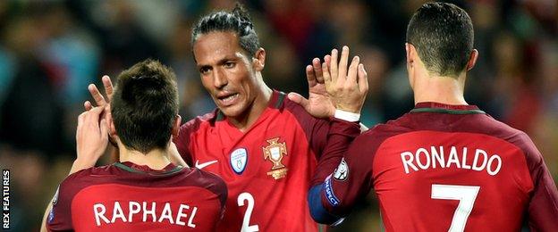 Bruno Alves celebrates with Portugal