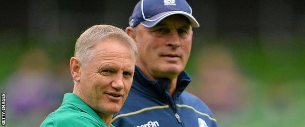 Ireland coach Joe Schmidt with Vern Cotter before the countries met in a warm-up Test