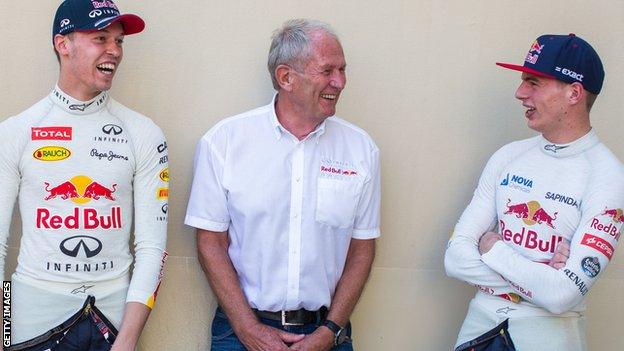 Daniil Kvyat, Helmut Marko, Max Verstappen