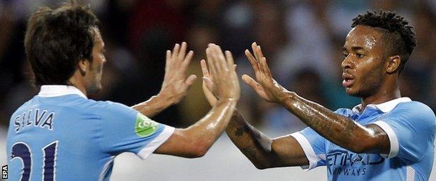 Man City duo David Silva and Raheem Sterling