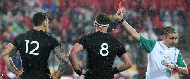 Referee Jerome Garces sends off Sonny Bill Williams