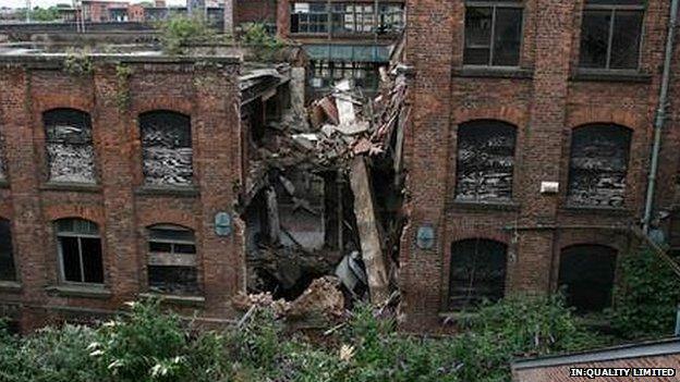 collapsed building