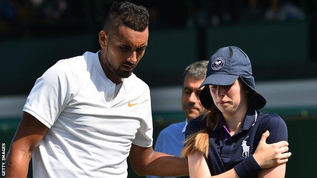 Nick Kyrgios and ball girl