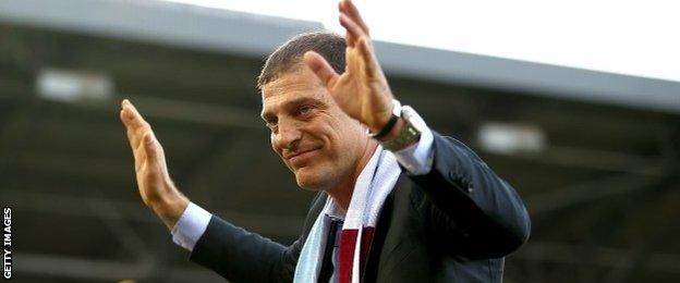 Slaven Bilic introduced to West Ham crowd