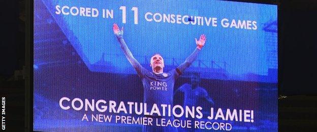 Leicester mark Jamie Vardy's 11-game scoring run