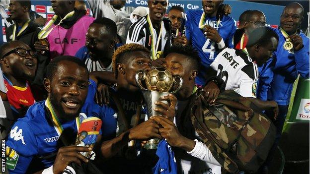 DR Congo's TP Mazembe celebrate winning the 2017 Confederation Cup