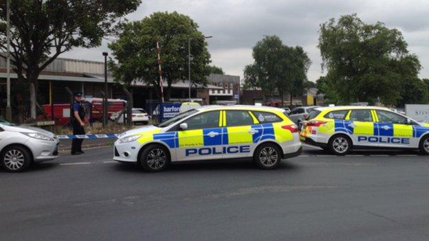 Police cars at Norwich