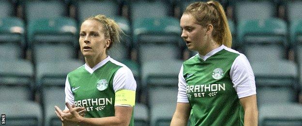 Hibs' Joelle Murray and Lucy Graham