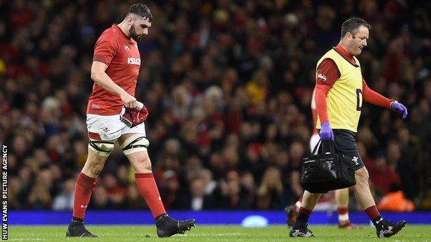 Cory Hill walks off the pitch during Wales' 34-7 win over Scotland