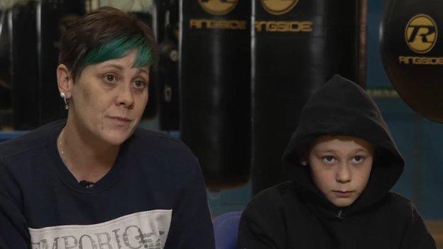 Sarah says boxing training helps her son Paul, 11, with his ADHD