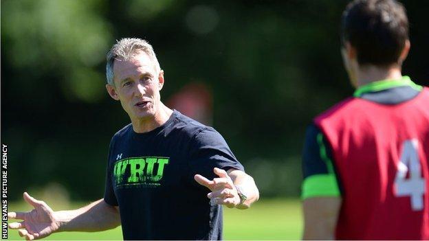 Rob Howley during a Wales training session