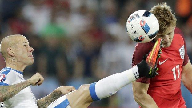 England midfielder Eric Dier (right) in action against Slovakia at euro 2016