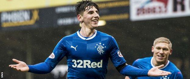 Emerson Hyndman scored Rangers' second in the 2-0 win against Motherwell on Saturday