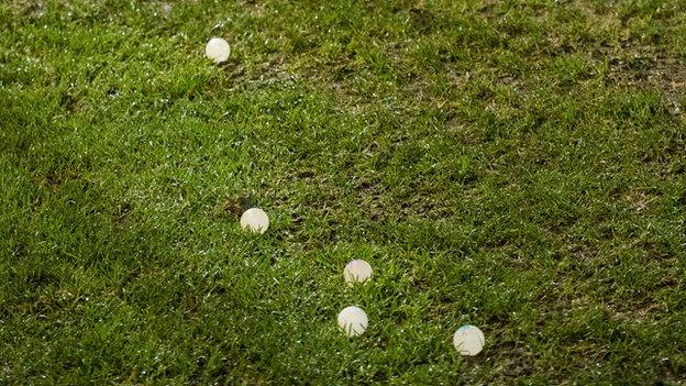 Falkirk fans threw fake eyeballs onto the pitch at East End Park