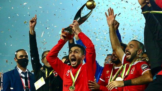 Al Ahly celebrate winning the African Champions League title in 2020