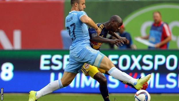 Bradley Wright-Phillips (right) scored for New York Red Bulls in their derby win over New York City FC