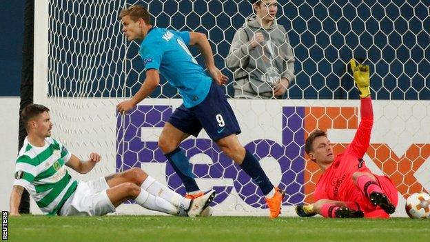 Aleksandr Kokorin peels away after scoring Zenit's third goal