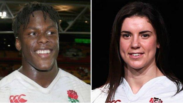 Maro Itoje and Sarah Hunter