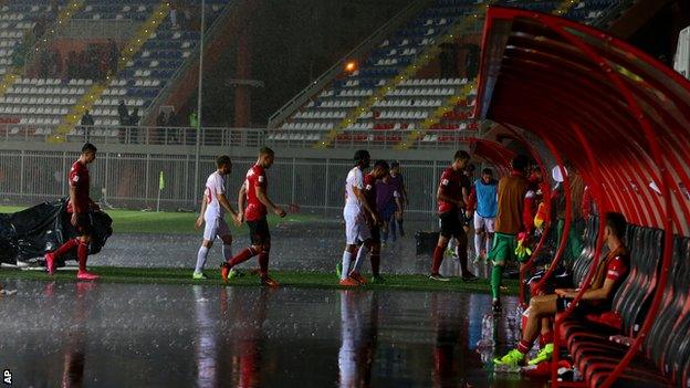 Rain at Albania v Macedonia