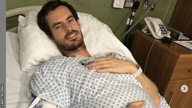 Andy Murray following hip surgery