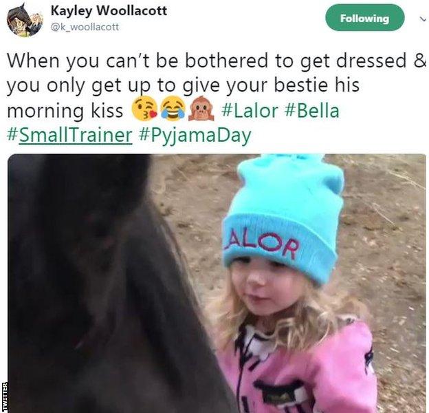 Trainer Kayley Woollacott's daughter Bella with Lalor