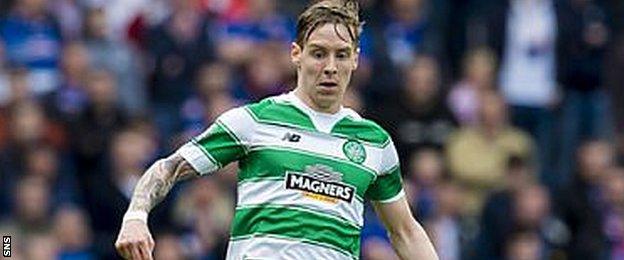 Stefan Johansen in action for Celtic against Rangers in their Scottish Cup semi-final