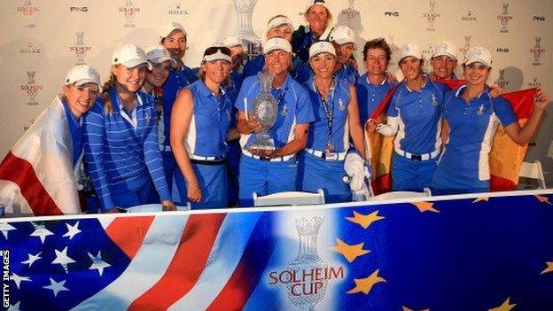 Europe celebrate winning 2013 Solheim Cup