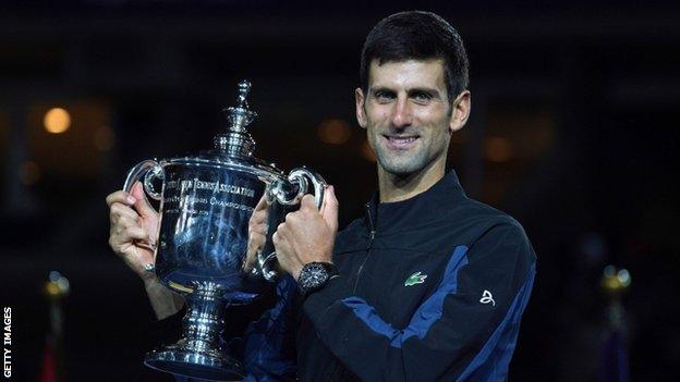 Novak Djokovic with the US Open trophy