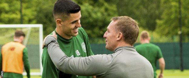 Tom Rogic and Brendan Rodgers