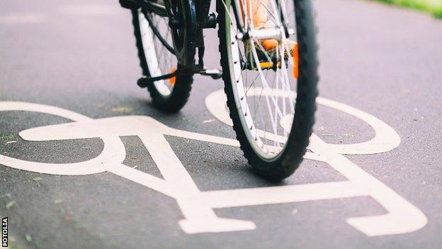 Cyclist on a path