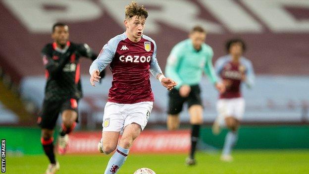 Louie Barry playing for Aston Villa in the FA Cup