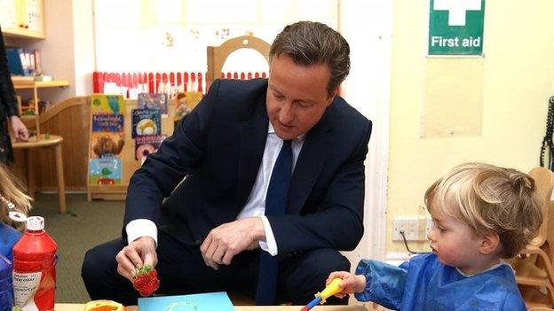 David Cameron at a nursery school