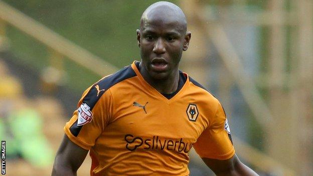 Benik Afobe in action for Wolves against Middlesbrough in October 2015