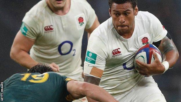 Nathan Hughes during his England debut against South Africa