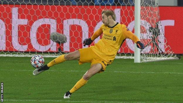 Caoimhin Kelleher in action against FC Midtjylland in the Champions League on Wednesday night