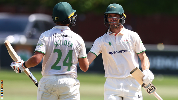 Leicestershire's record score also contained career-best double centuries for Colin Ackermann and fellow South African Wiaan Mulder