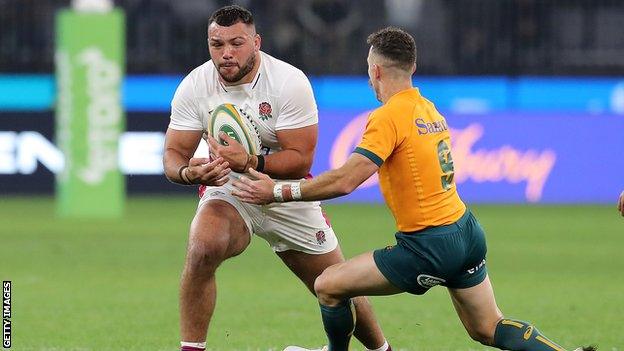 Ellis Genge playing for England against Australia in July 2022