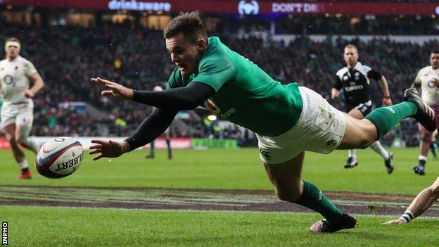 Jacob Stockdale finished the 2018 Six Nations with a record seven tries