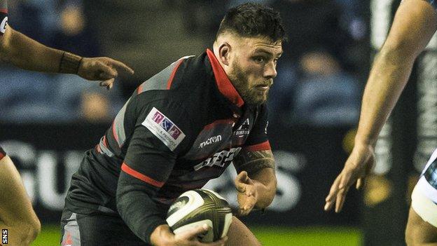 Rory Sutherland carries the ball for Edinburgh