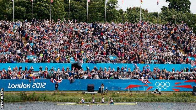 Great Britain's men's four celebrate