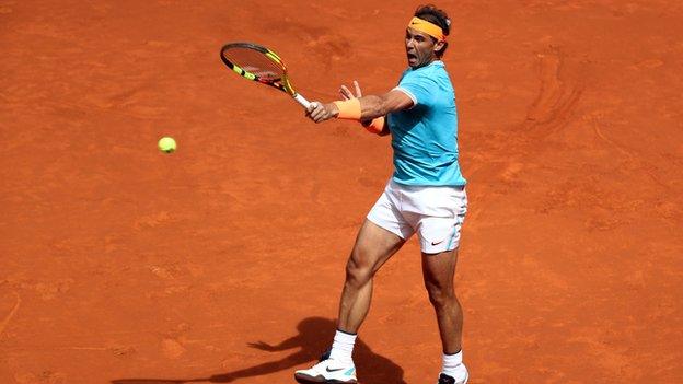 Rafael Nadal playing Felix Auger Aliassime at the Madrid Open