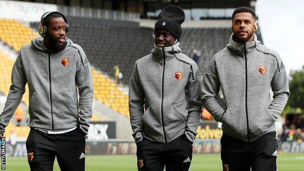 Watford's Nathaniel Chalobah, Domingos Quina and Andre Gray