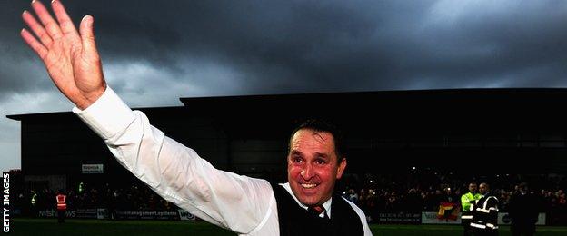 Martin Allen celebrates promotion from the Conference in April 2015