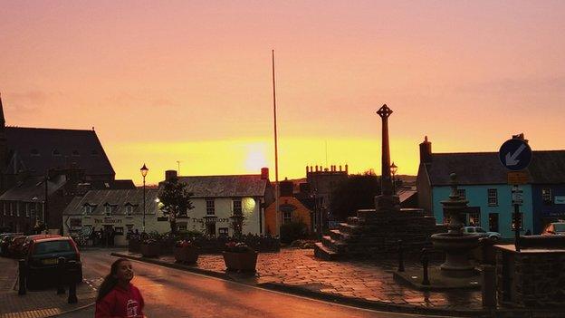 The sun setting over St Davids, Pembrokeshire, captured by Emma Foley who was in the area camping with her family