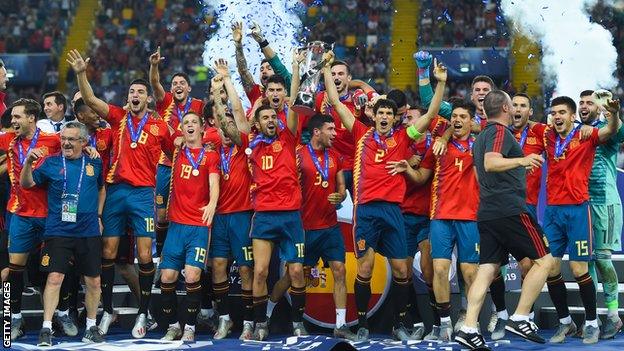 Spain have equalled Italy's record of winning five U21 Euros