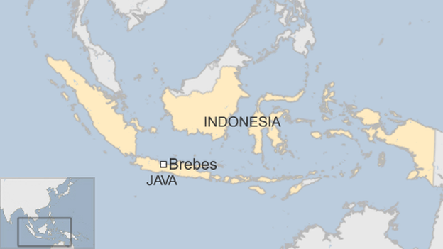 map of Indonesia showing Java island and Brebes city